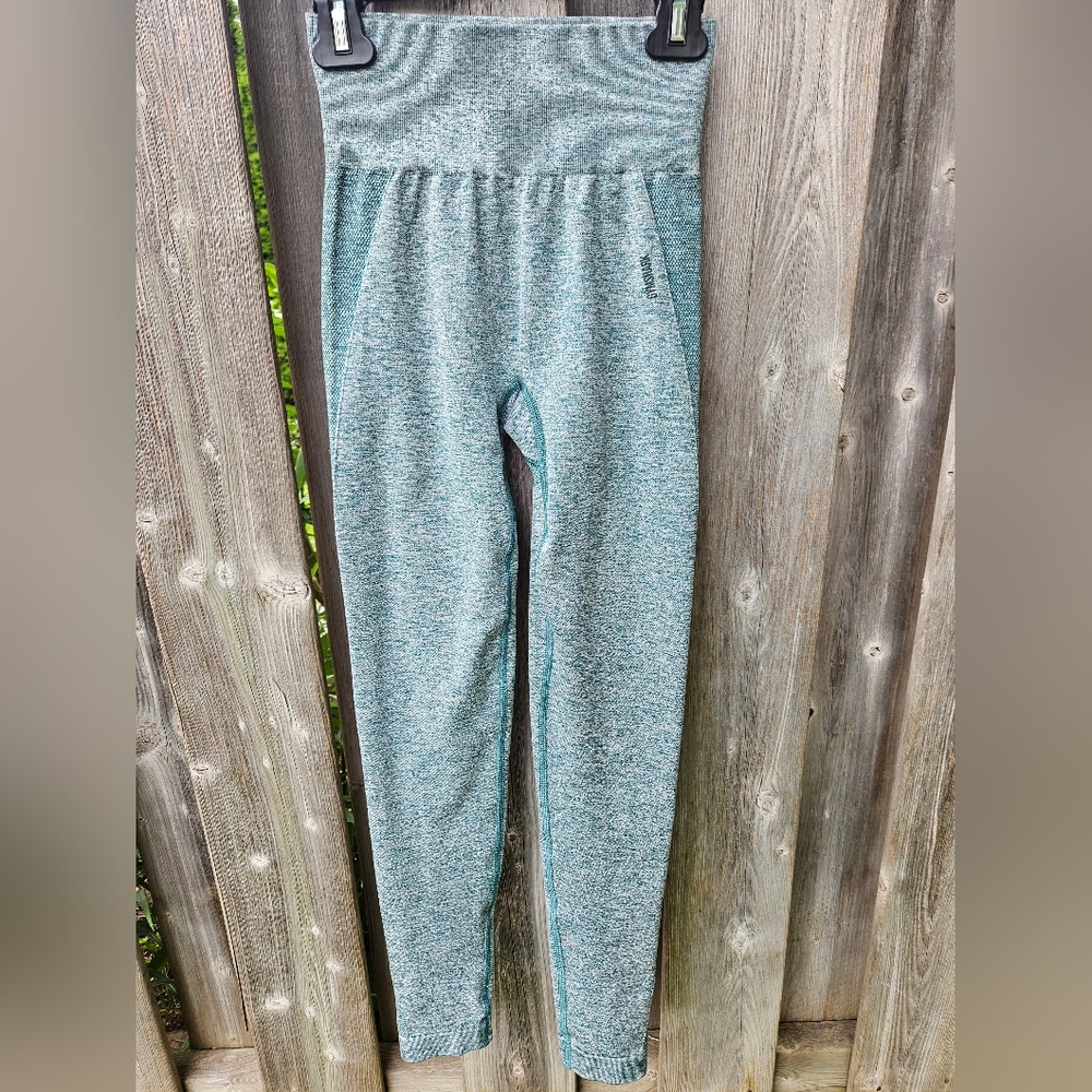 Gymshark leggings, Heathered Teal, size Extra small